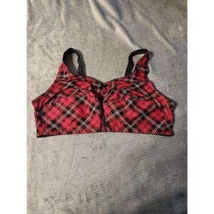Comfort Choice Red Plaid Cotton Bra Size 42B Style 27-0647-1